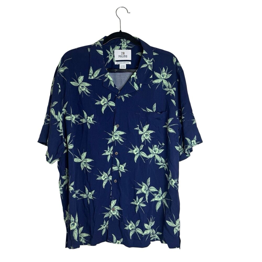 28 Palms Hawaiian Shirt Mens XL Floral Palm Tree Tropical Short Sleeve Flowy - Picture 2 of 6